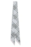 Burberry Check Skinny Silk Twill Scarf In Gray