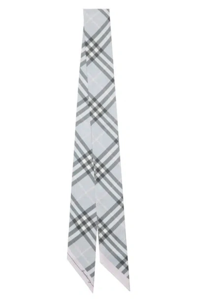 Burberry Check Skinny Silk Twill Scarf In Gray