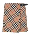 Burberry Womens Nut Ip Check Check-print Fringed Woven Mini Skirt In Beige