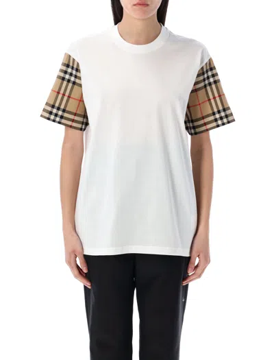 BURBERRY BURBERRY CHECK SLEEVE COTTON T-SHIRT