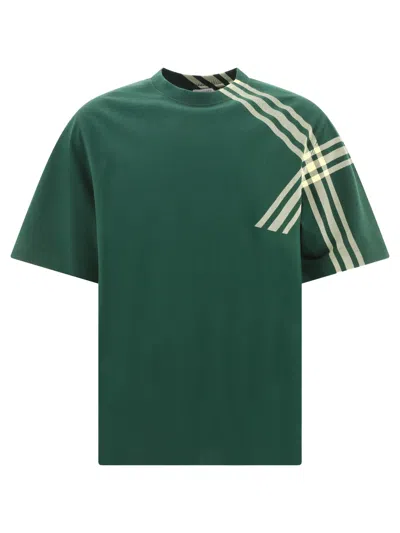 Burberry Check Sleeve Cotton T-shirt In Green