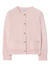 Burberry Check Patch Wool Cashmere Cardigan In Pink