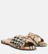 Burberry Beige Check Cabana Slides In Neutral