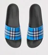 Burberry Check Slides In Blue