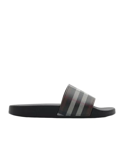 BURBERRY BURBERRY CHECK PRINTED SLIP-ON SLIDES