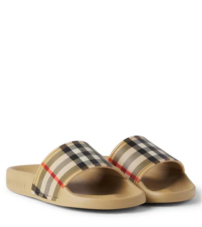 Burberry Kids Furley Check Sliders In Multi