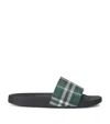 Burberry Mens Green Comb Furley Check Rubber Sliders In Green