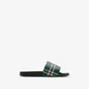 Burberry Green Check Pool Slides In Leaf