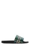 Burberry Green Check Pool Slides In Leaf