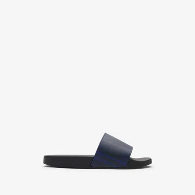 Burberry Check Slides In Midnight