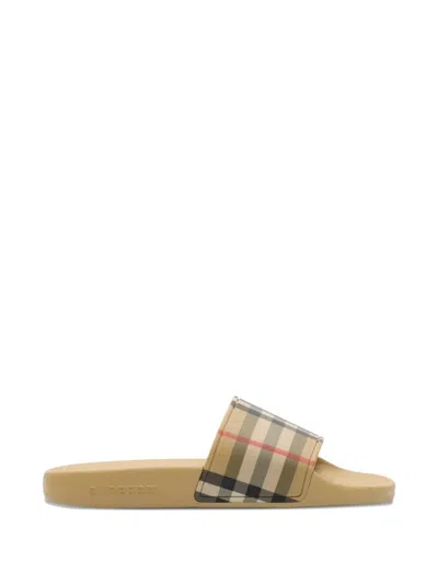 Burberry Kids' Check Slides In Neutral