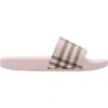 Burberry Check Pattern Slide Sandal Open Toe In Pink