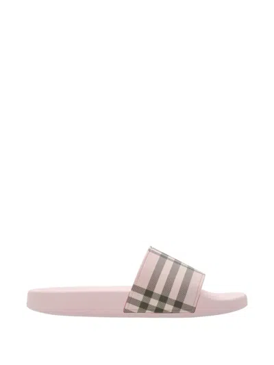 Burberry Check Pattern Slide Sandal Open Toe In Multi