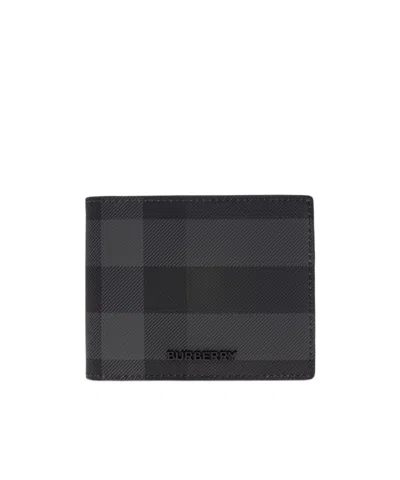Burberry Check Slim Bifold Wallet In Black