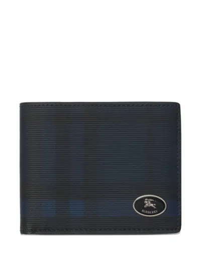 Burberry Check Slim Bifold Wallet In Blue