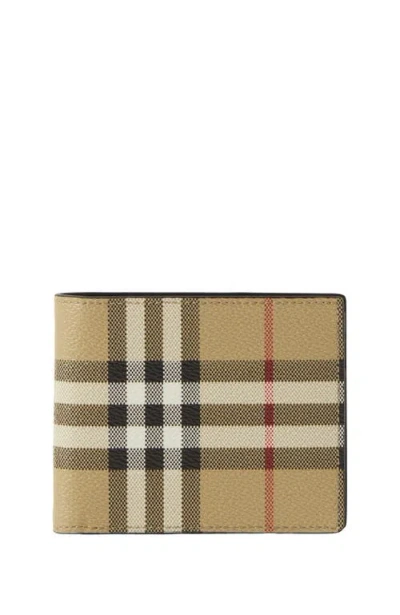 Burberry Check Slim Bifold Wallet In Brown