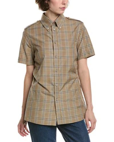 Burberry Women Embroidered Poplin Shirt In Brown
