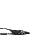 Burberry Check Slingback Flat Pumps In Multi