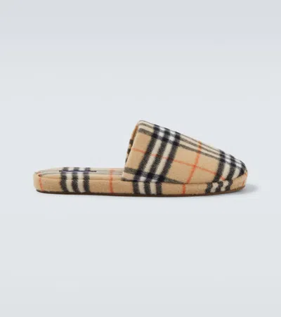 Burberry Checked Virgin Wool-blend Slippers In Multi