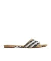 Burberry Sloane Slides Check Pattern Flat Sole Open Toe In Neutral