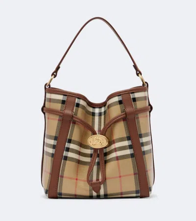 Burberry Check Small Bucket Bag In Sand