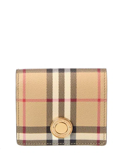 Burberry Check Small E-canvas & Leather Card Case
