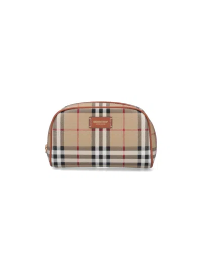 Burberry Check Small Pouch In Beige