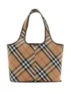 Burberry Canvas Shoulder Bag With Check Motif In Beige