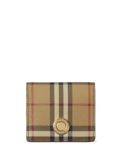 Burberry Check Small Wallet In Beige