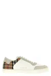 Burberry Men Stevie Leather And Check Canvas Sneakers