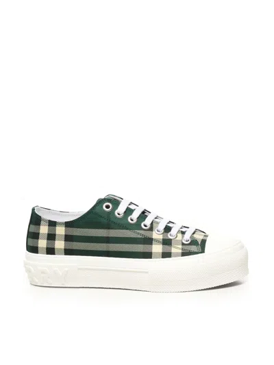 Burberry Check Sneakers In Green