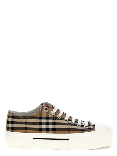 Burberry Check Sneakers Beige In Brown