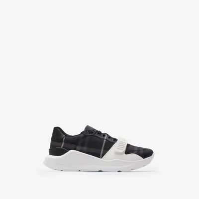 Burberry Check Sneakers In Black