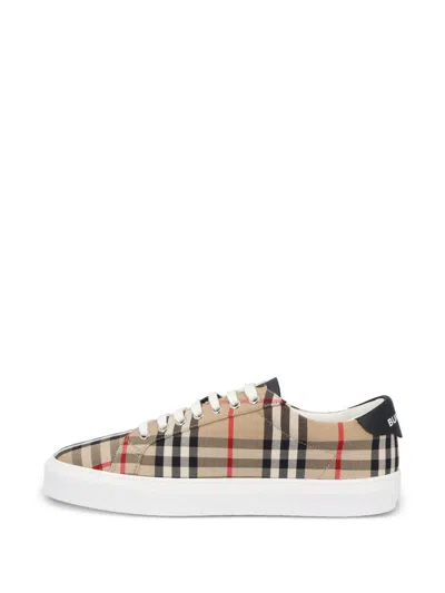 Pre-owned Burberry Check Sneakers In Neutral