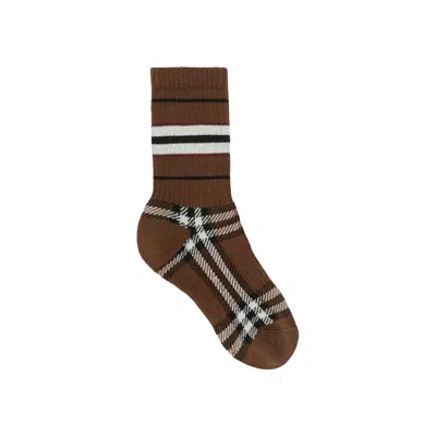 Pre-owned Burberry Check Socks 'brown' | Men's Size S