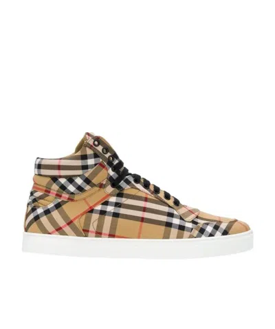 Burberry Check Sports High-top Skate Shoes In Multicolor