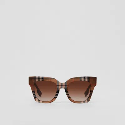 Burberry Check Square Sunglasses In Birch Brown