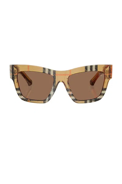 Burberry Check Square Sunglasses In Brown
