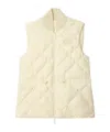 Burberry Appliquéd Leather-trimmed Padded Quilted Shell Down Vest In Metallic