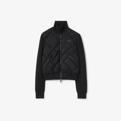 Burberry Check-stitch Nylon And Wool Jacket In Black