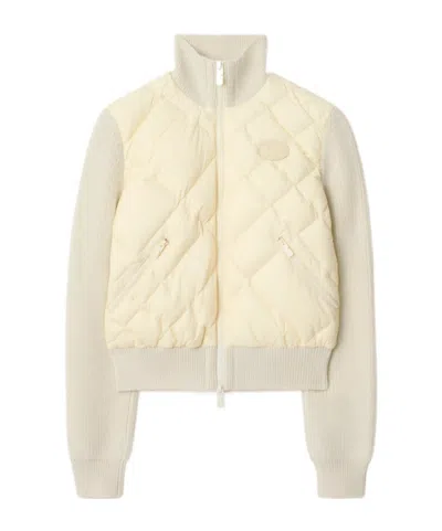 Burberry Check-stitch Nylon And Wool Jacket In Neutral