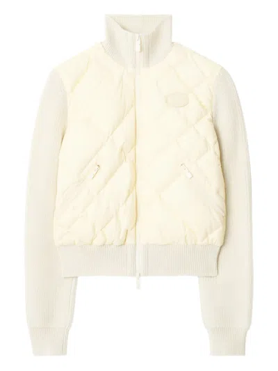 Burberry Check-stitch Nylon And Wool Jacket In White