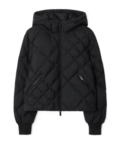 Burberry Check-stitch Nylon Delley Puffer Jacket In Black