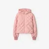 Burberry Check-stitch Nylon Delley Puffer Jacket In Pink