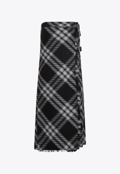 Burberry Check Strapless Midi Dress In Monochrome