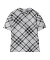 Burberry Check Stretch Cotton-blend T-shirt In Gray