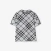 Burberry Check Stretch Cotton-blend T-shirt In Gray