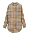 Burberry Vintage Check Stretch Cotton Oversized Shirt In Multi