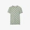 Burberry Womens Check-print Frilled Stretch-cotton T-shirt Breeze Ip Check In Breeze