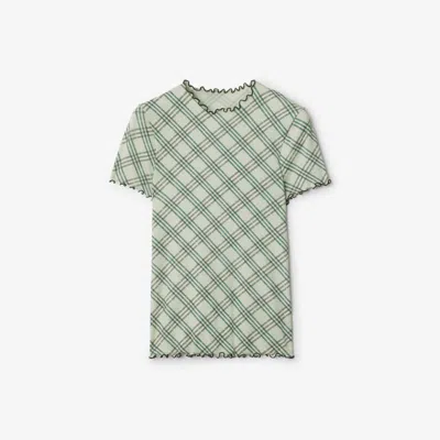 BURBERRY BURBERRY CHECK STRETCH COTTON T-SHIRT